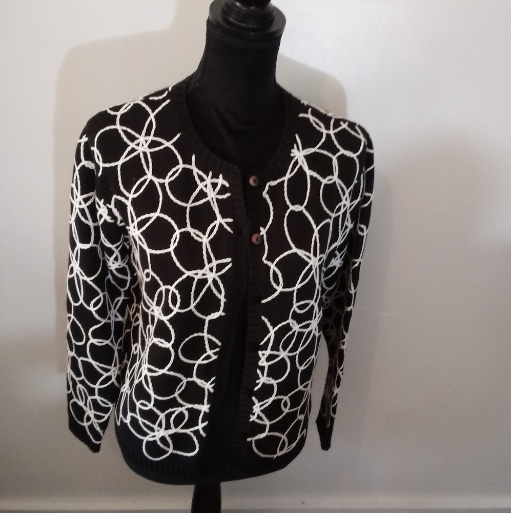 Talbots Black and White Sweater